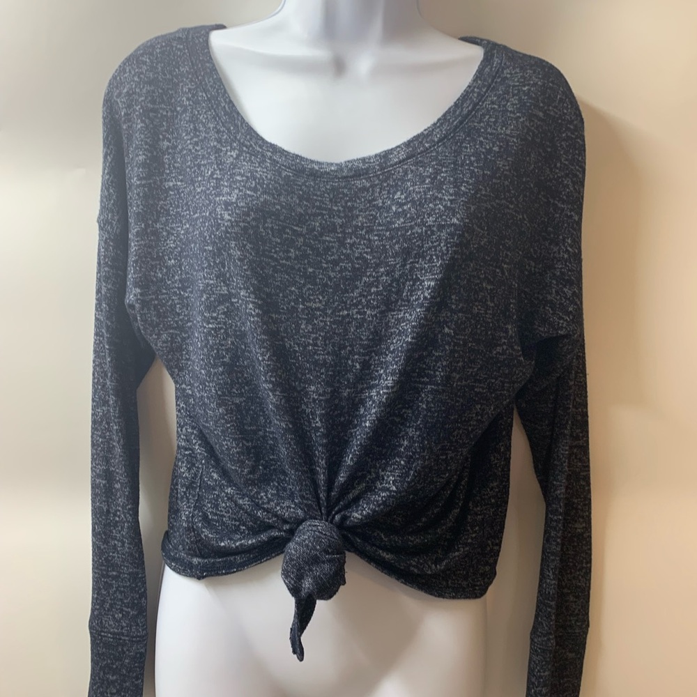 Abercrombie & Fitch Navy Blue Tie-Front Long Sleeve Top Size M